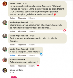 commentaires spectacle Plumes de Corsaire